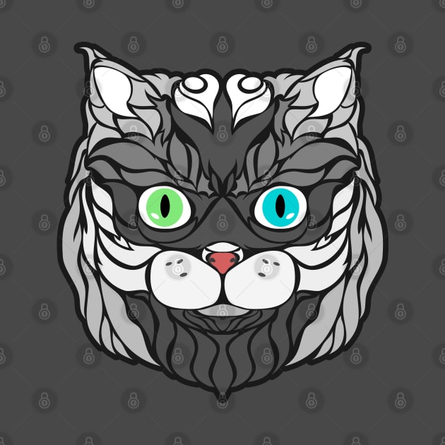 Gray Cat Face Drawing by zak00aria