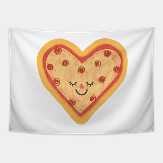 Cute Heart Shaped Pizza Tapestry by MissCassieBee