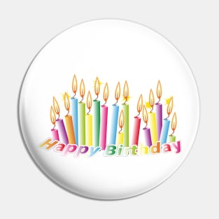 Rainbow birthday candles with happy birthday Pin