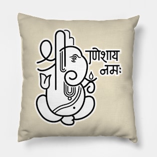 Ganesh Ganesa Ganapati Elephant 5 (black white) Pillow