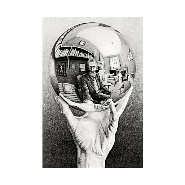 Escher Hand with Reflecting Sphere Art Poster Imp-Art Maurits Escher Fantasy Illustration Surreal Print by ZiggyPrint