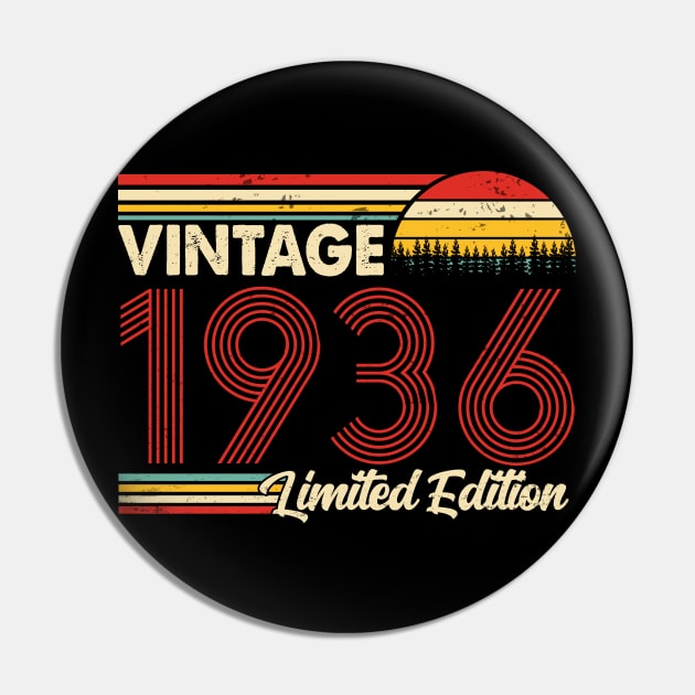 Vintage 1936 Birthday Shirt Limited Edition 1936 Birthday Pin by Nikkyta