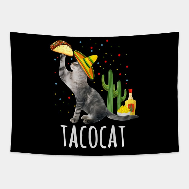 Tacocat Cinco De Mayo Taco Cat Sombrero Mexican Gift Womens Tapestry by cruztdk5