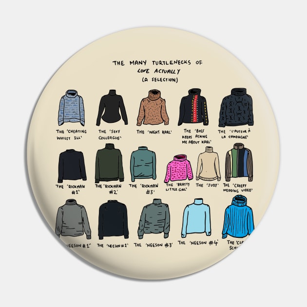 The Many Turtlenecks of Love Actually Pin by JennyGreneIllustration