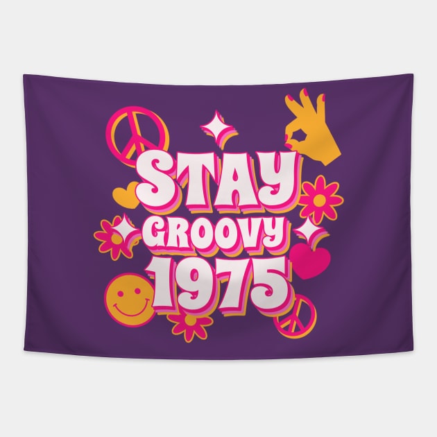 Stay Groovy 1975 Tapestry by Unique Treats Designs