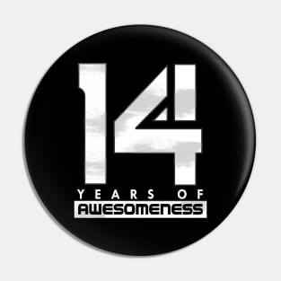 'Fourteen Years of Awesomeness' Cool Birthday Gift Pin