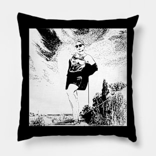Black and White Woman against the Elements Pillow