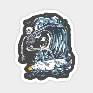 Skeleton skull surfing on the wave Magnet