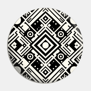 Retro Minimalistic Black and White Geometric Pattern Pin