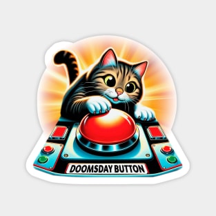 Cat Pressing Doomsday Button Magnet