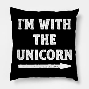 Funny Halloween I'm With The Unicorn Costume Couple (White) Pillow