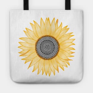 Golden Sunflower Mandala Tote