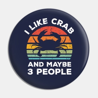 I Like Crab and Maybe 3 People, Retro Vintage Sunset with Style Old Grainy Grunge Texture Pin