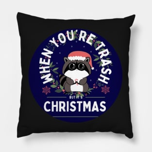 Trash Panda Christmas Pillow