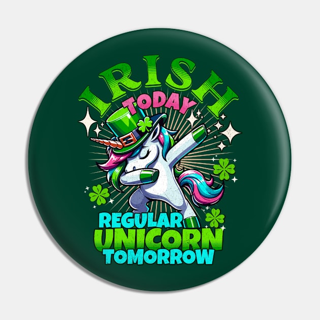 St. Patrick's Day Whimsical Unicorn - Lucky Charm Clover Tee Pin by Kicosh