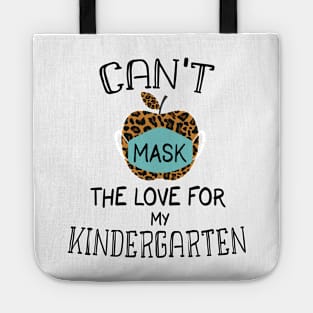 Can't Mask My Love For My Kindergarten - Leopard Pattern Apple Kids Gift Tote