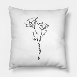 Wildflower Line Art | Floral Botanical Minimalist Lineart Pillow
