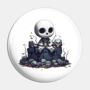 Cute preppy skeleton sitting on the wall Pin