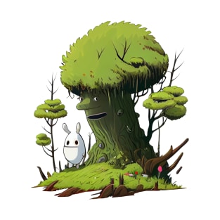 Woodsy Tree Man and Mini Ghost in the forest T-Shirt