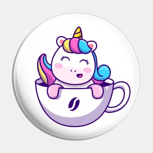 Cute Unicorn In Cup Coffee Pin