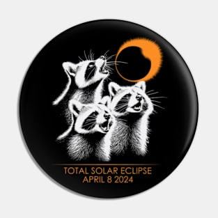 Raccoon Howling At Solar Eclipse 2024 Pin