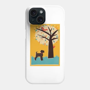 Miniature Schnauzer Dog watching Red Squirrels in a Tree Phone Case