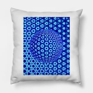 shades of light and dark blue mosaic over sphere Pillow