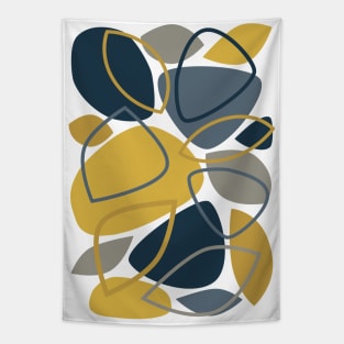 Navy, Mustard, Mid Century Modern Abstract 23 Tapestry