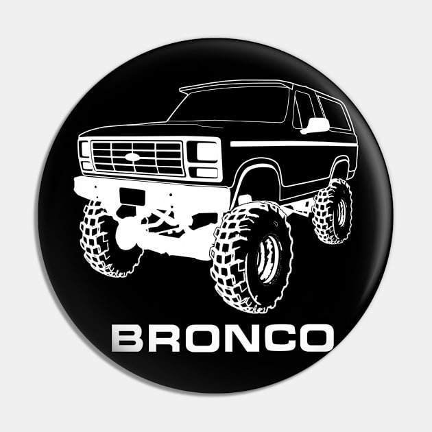 1980-1986 Bronco Front Lifted White Print Pin by The OBS Apparel