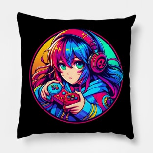 Gaming splash gamer girl Pillow