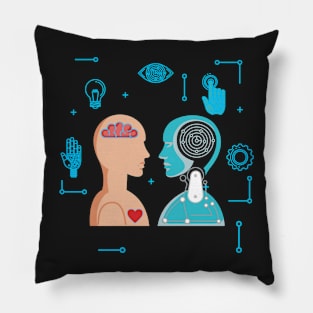 Robot Human Couple- Artificial Intelligence AI Pillow