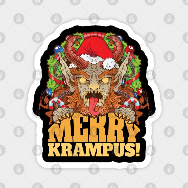 Merry Krampus Santa Creepy Christmas Horror Magnet by creative