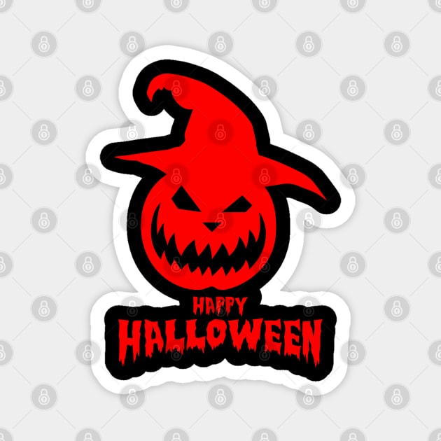 Happy Halloween With Red Scary Pumpkin Magnet by anbartshirts