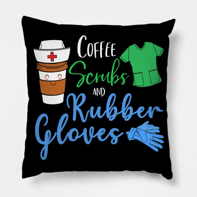Coffee Scrubs And Rubber Gloves Pillow by neonatalnurse