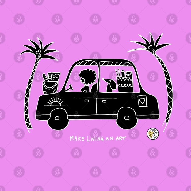 Holiday car with cool girl and her cute dog by Mellowdays