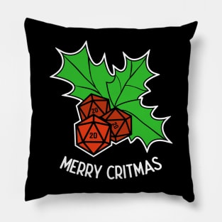 Merry Critmas RPG Holly Dice Tabletop Gamer Pillow