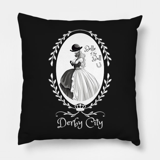 Derby City Collection: Belle of the Ball 8 (Black) Pillow by TheArtfulAllie