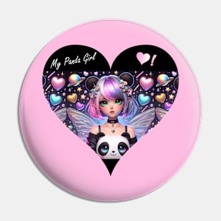 Goth Fairy Panda Girl Pin