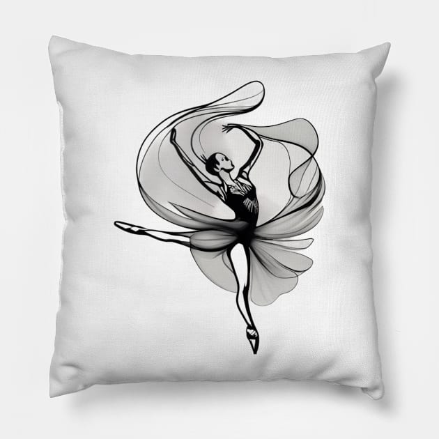 Ballerina Dancer Silhouette Pillow by CBV