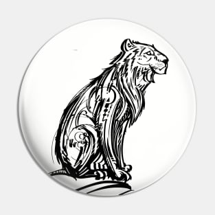 Sunset Lion - black line Pin