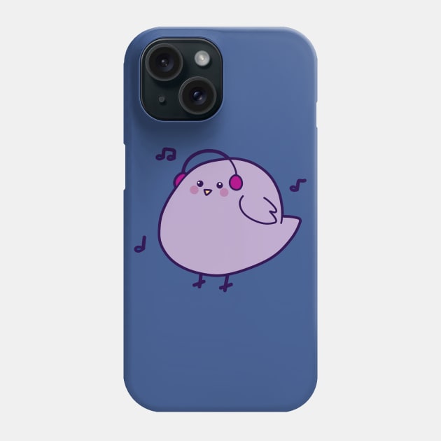 Purple Headphones Bird Phone Case by saradaboru