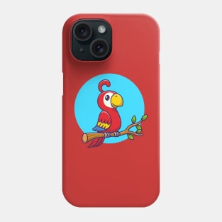 Cute Parrot Bird On The Branch Phone Case