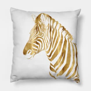 Modern Gold White Zebra Animal Safari Design Pillow