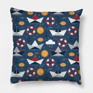 Paper Boats Children Pattern Pillow