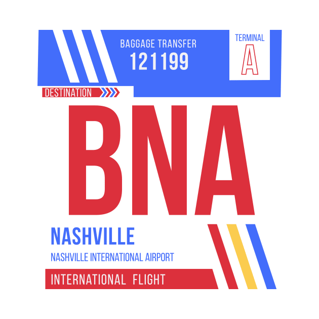 Nashville (BNA) Airport Code Baggage Tag by SLAG_Creative