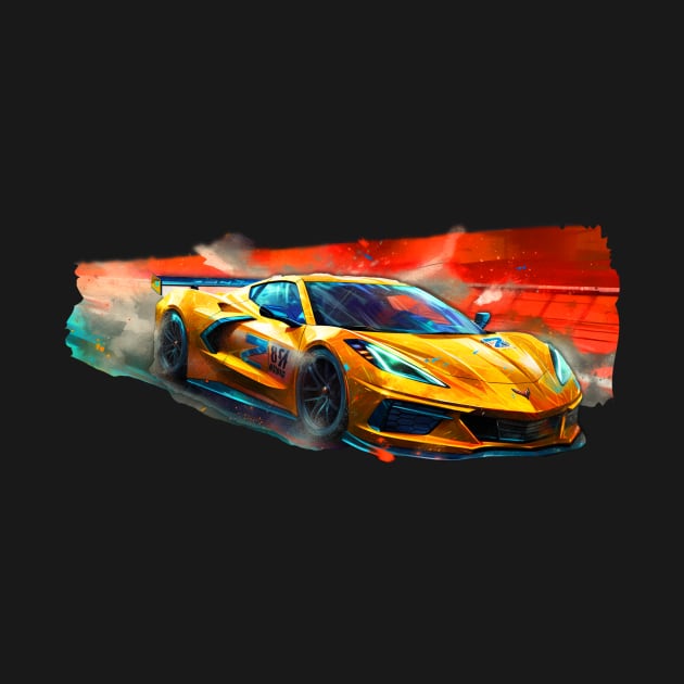 C8 Corvette Racecar Supercar Sports car Muscle car artwork C8.R C8 by Tees 4 Thee