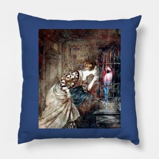 Mary Colven and the Parrot - Arthur Rackham Pillow