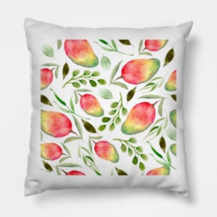 Mangoes and Greenery | Watercolor | Pattern Pillow