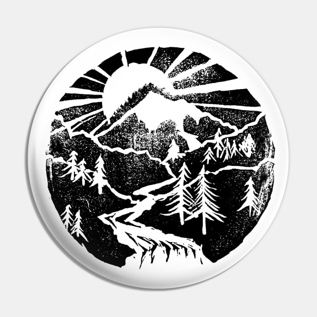 PNW Great Outdoors Block Print Pin by gabradoodle