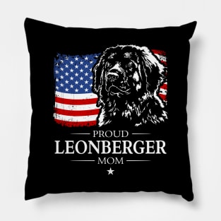 Leonberger Mom American Flag patriotic dog Pillow